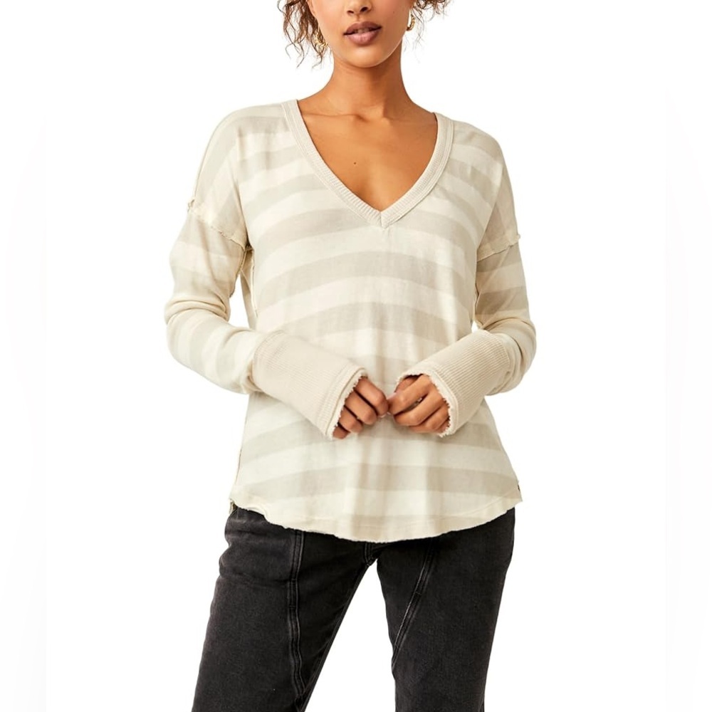 Free People x We The Free Sail Away Long Sleeve In Natural Combo Small - Picture 1 of 8